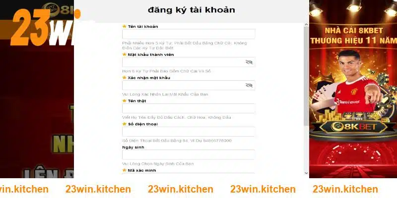 Cần cung cấp thông tin cá nhân chính xác để mở Account đăng ký 23WIN